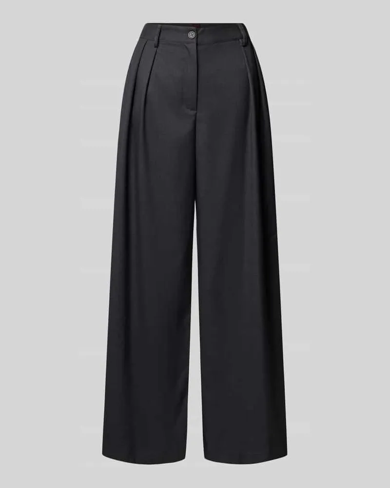 Stefanel Loose Fit Hose mit weitem Bein und gelegten Falten Dunkelgrau