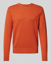 Tommy Hilfiger Strickpullover mit Logo-Stitching Modell 'PIMA Orange