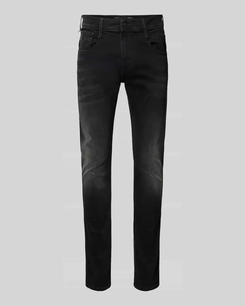 Replay Slim Fit Jeans im Used-Look Modell 'ANBASS Black