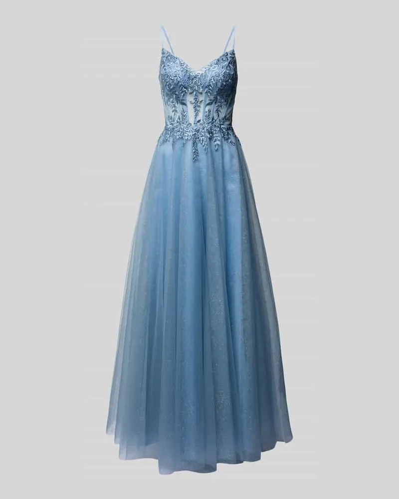 LUXUAR Abendkleid mit Ziersteinbesatz Blau