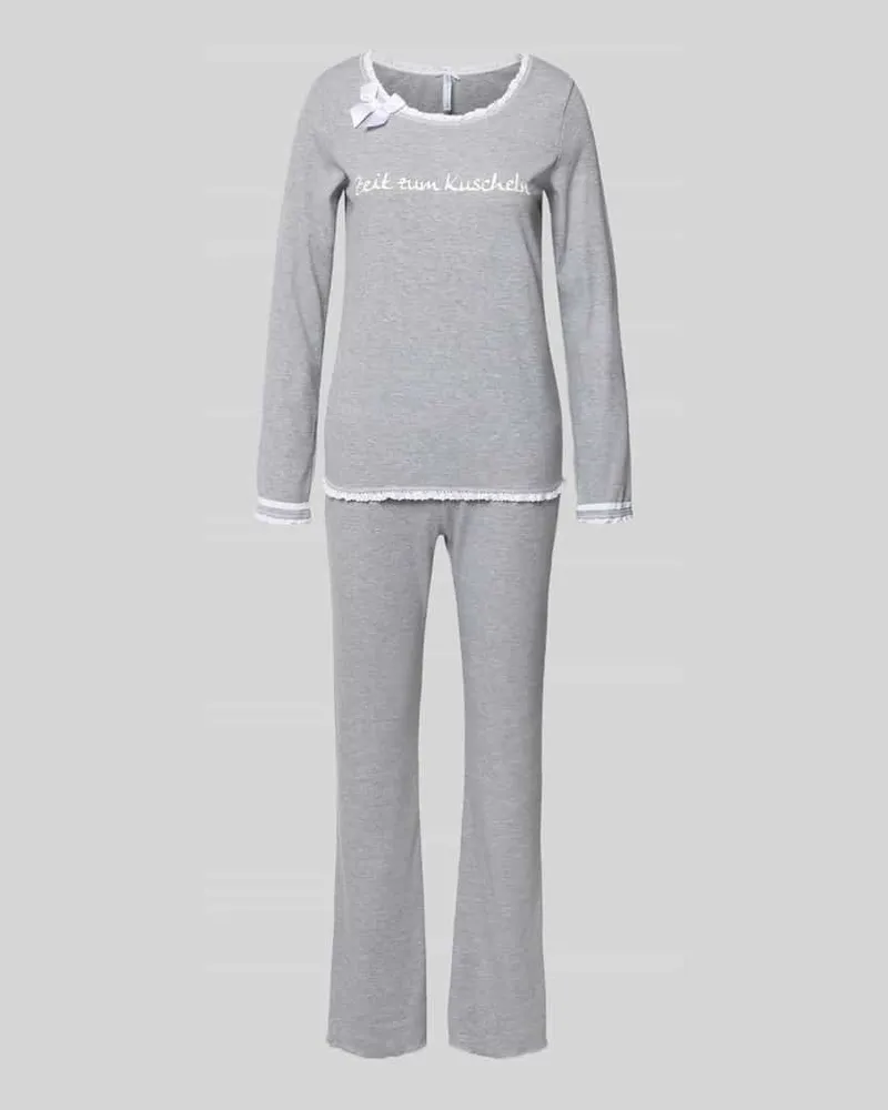 Louis & Louisa Regular Fit Pyjama mit Zierschleife Modell 'Zeit zum Kuscheln Hellgrau