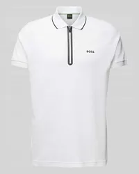 HUGO BOSS Regular Fit Poloshirt mit Strukturmuster Modell 'Philix Weiss