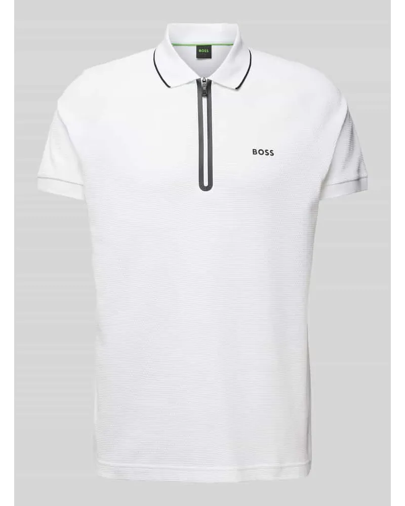 HUGO BOSS Regular Fit Poloshirt mit Strukturmuster Modell 'Philix Weiss