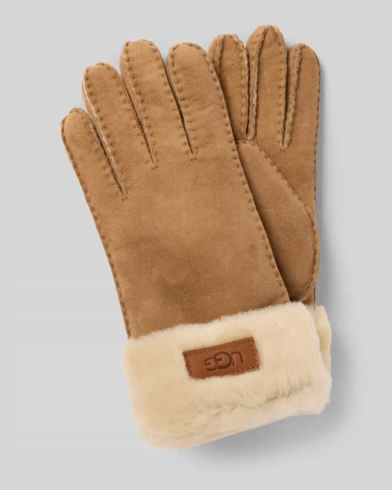 UGG Handschuhe aus Lammleder mit Label-Detail Camel