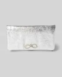 Abro Lederclutch mit Applikation Silber