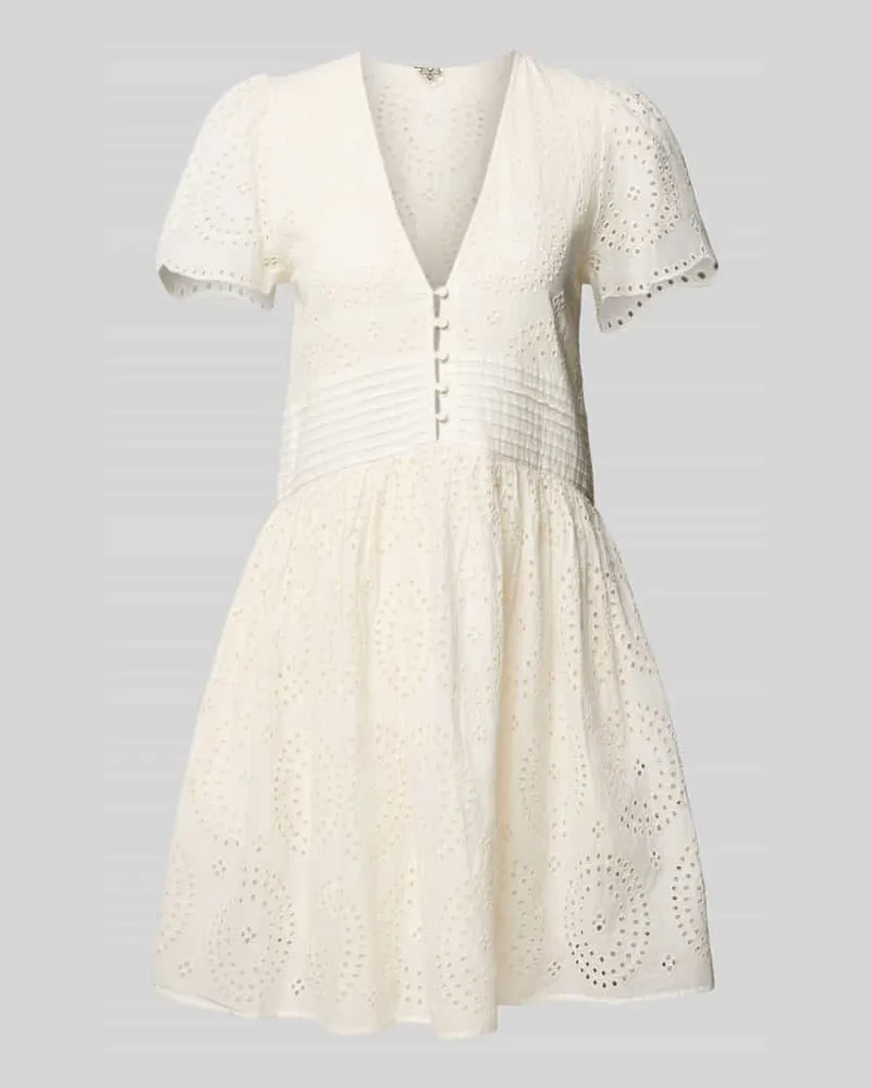 HUGO BOSS Minikleid mit Lochstickerei Modell 'Debrody Offwhite