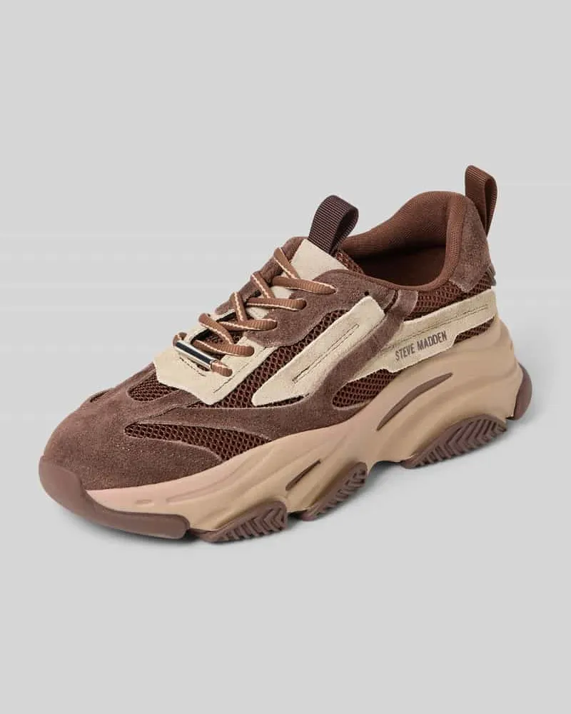Steve Madden Sneaker aus Leder-Mix mit Logo-Print Modell 'Possession Dunkelbraun