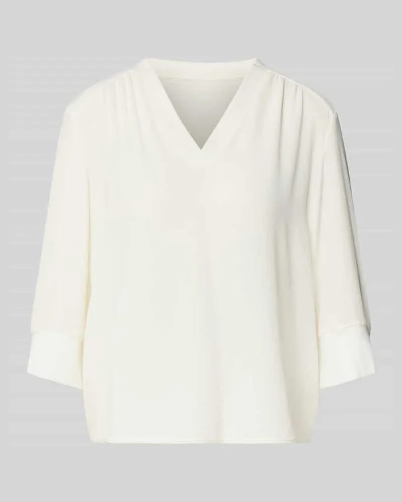 Marc Cain Blusenshirt mit V-Ausschnitt und 3/4-Arm Offwhite