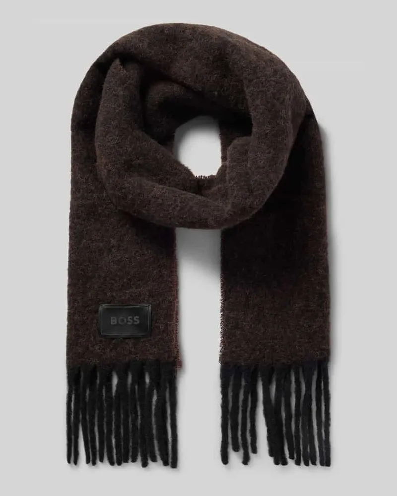 HUGO BOSS Schal mit Label Patch Mittelgrau