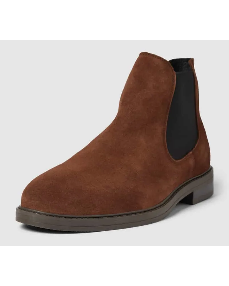 Selected Homme Chelsea Boots mit flachem Absatz Modell 'BLAKE Dunkelbraun