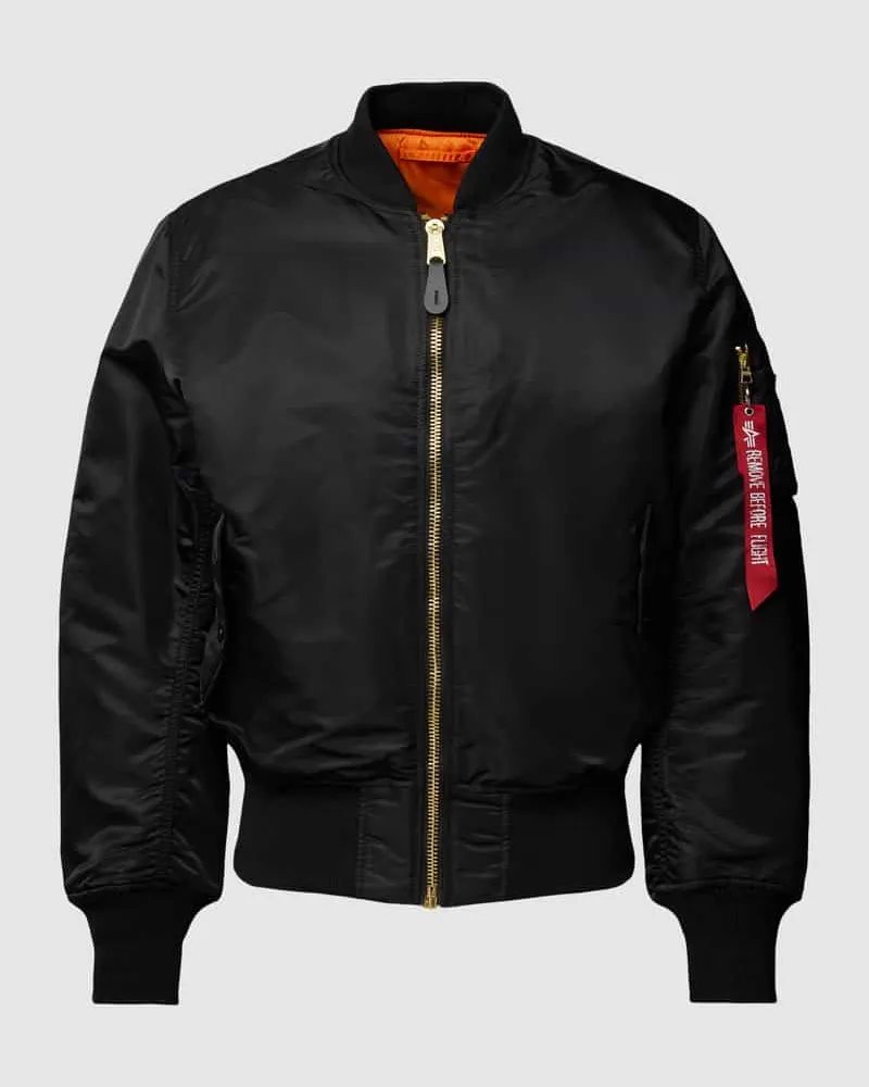 Alpha Industries Bomberjacke in unifarbenem Design Modell 'MA-1 Black