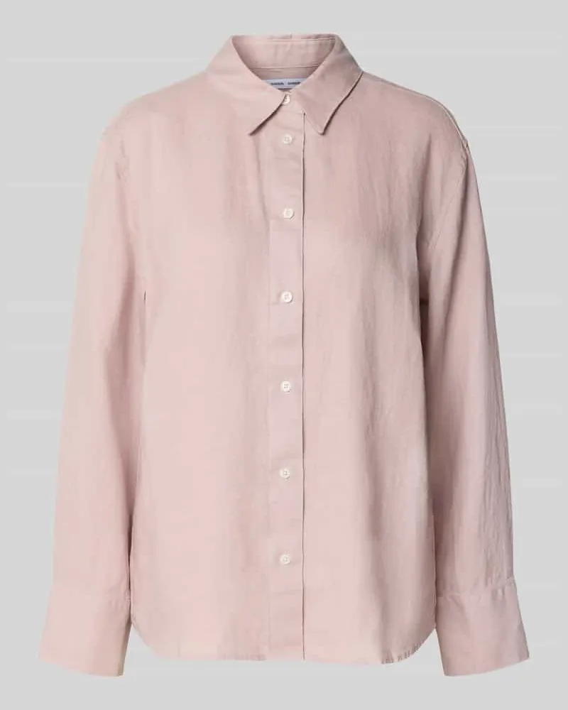 Samsøe & Samsøe Regular Fit Leinenbluse mit Hemdblusenkragen Modell 'SANOT Flieder