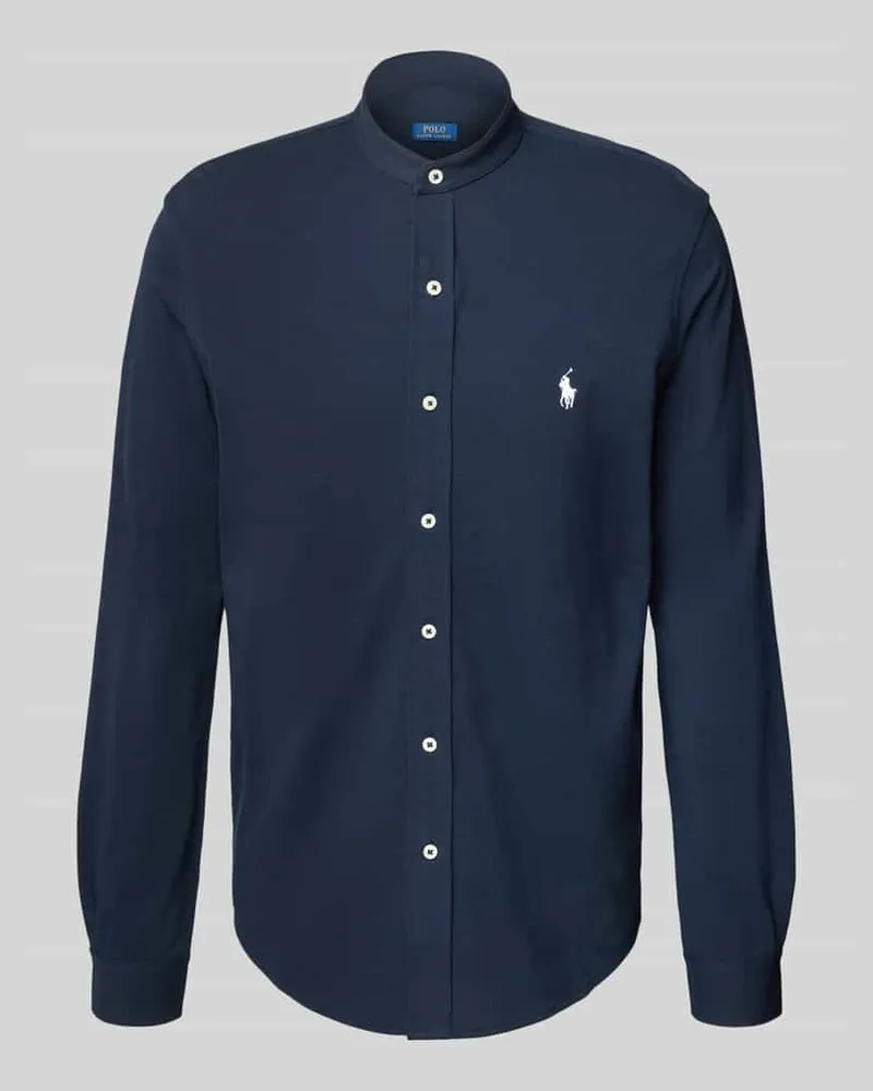 Ralph Lauren Regular Fit Freizeithemd mit Label-Stitching und Stehkragen Marine