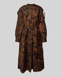 Max Mara Hemdblusenkleid mit Animal-Print Modell 'UNIONE Cognac