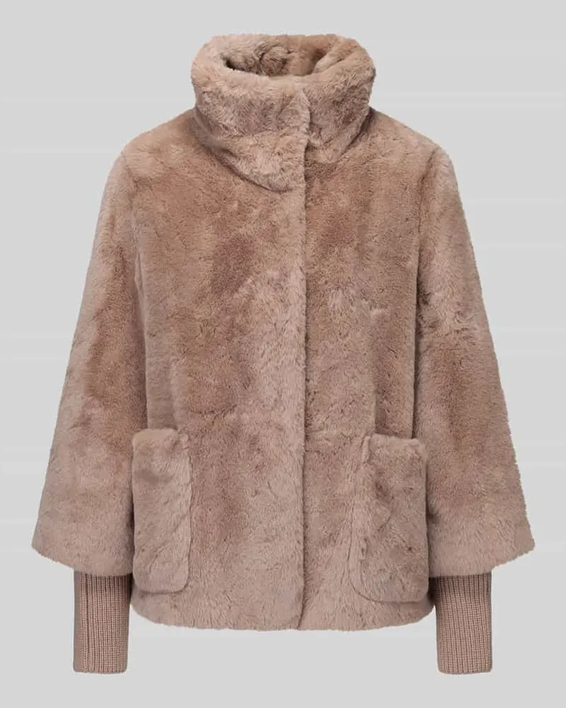 S.Oliver Webpelzjacke mit hohem Stehkragen Cognac