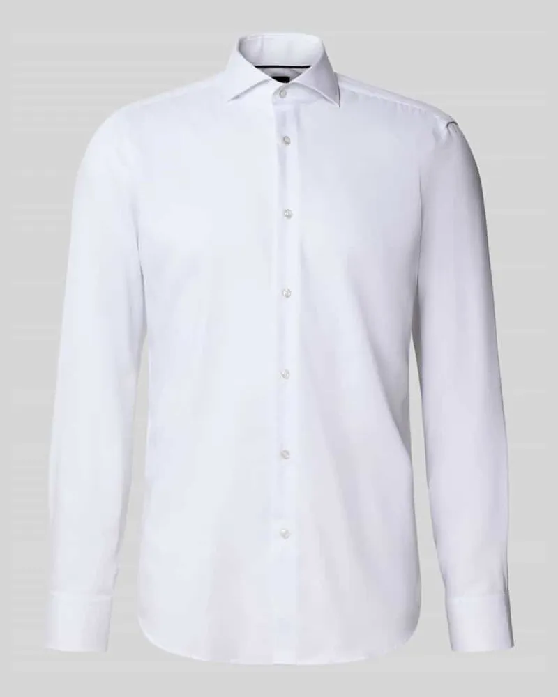 HUGO BOSS Regular Fit Businesshemd aus reiner Baumwolle Modell 'H JOE SPREAD Weiss