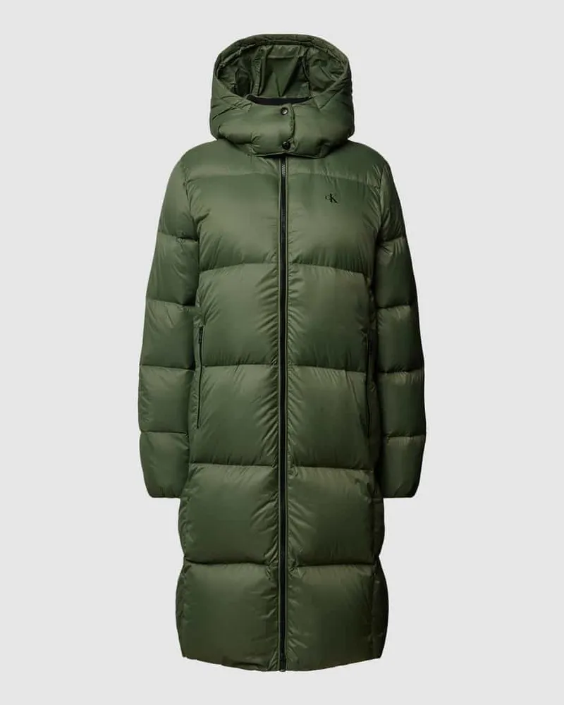 Calvin Klein Daunenmantel mit Label-Detail Modell 'DOWN Oliv