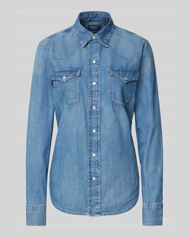 Ralph Lauren Hemdbluse mit Druckknopfleiste Jeansblau