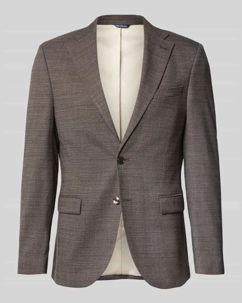 McNeal Slim Fit 2-Knopf-Sakko mit Pattentaschen Dunkelbraun
