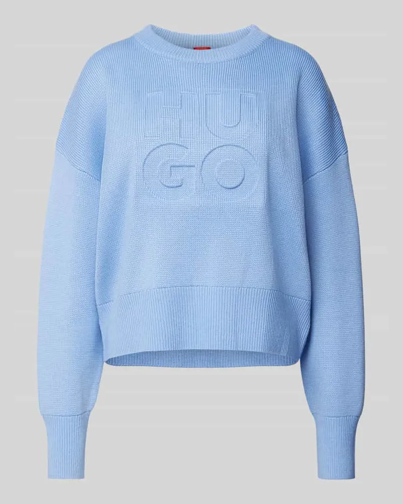 HUGO BOSS Strickpullover mit überschnittenen Schultern Modell 'Sisminye Hellblau