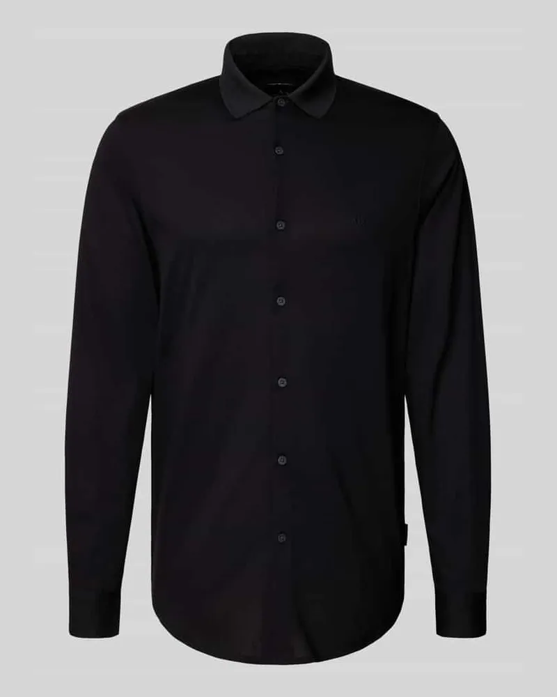 Armani Exchange Regular Fit Freizeithemd mit Haifischkragen Black