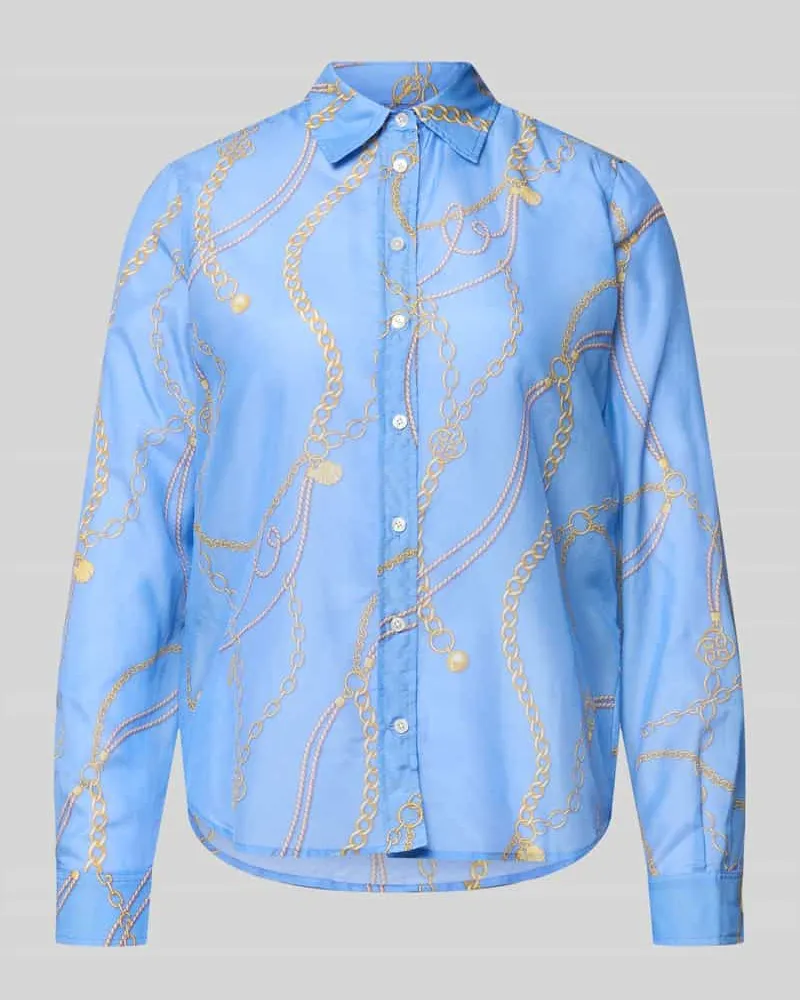 Gant Bluse mit Seide-Anteil und Kentkragen Hellblau