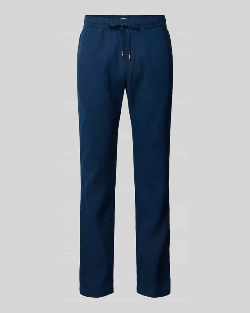 Tommy Hilfiger Loose Fit Stoffhose aus Leinen-Mix Modell 'HARLEM Blau