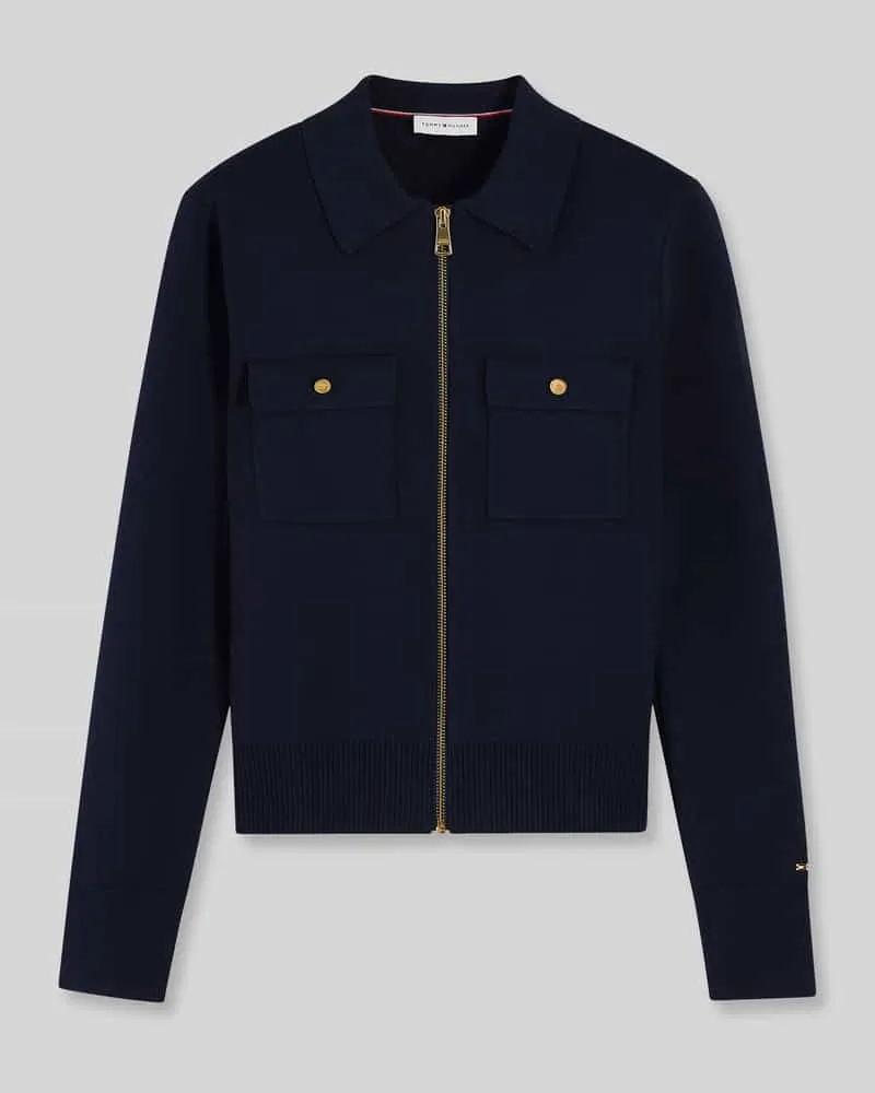 Tommy Hilfiger Regular Fit Strickjacke mit Brusttaschen Marine