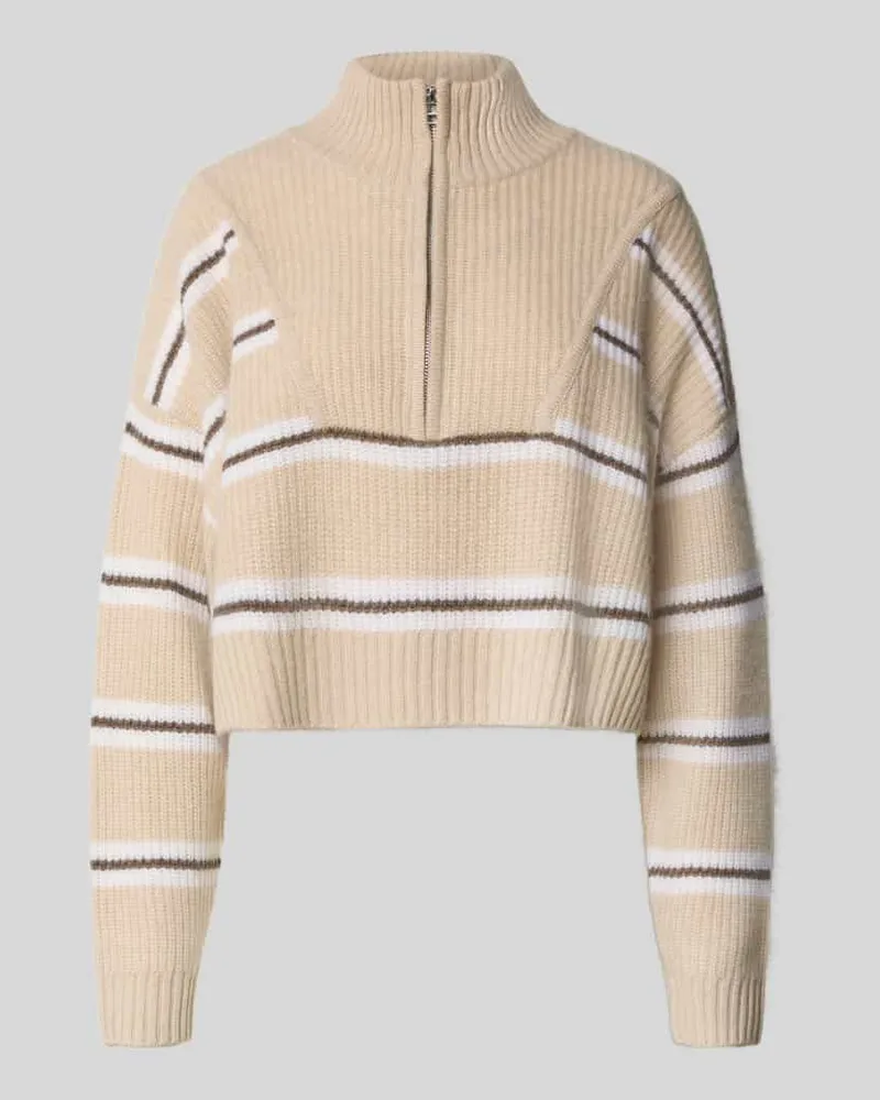 STAUD Cropped Strickpullover aus reinem Kaschmir Sand
