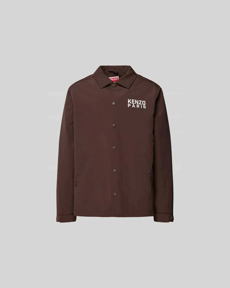 Kenzo Hemdjacke aus reiner Baumwolle Dunkelbraun