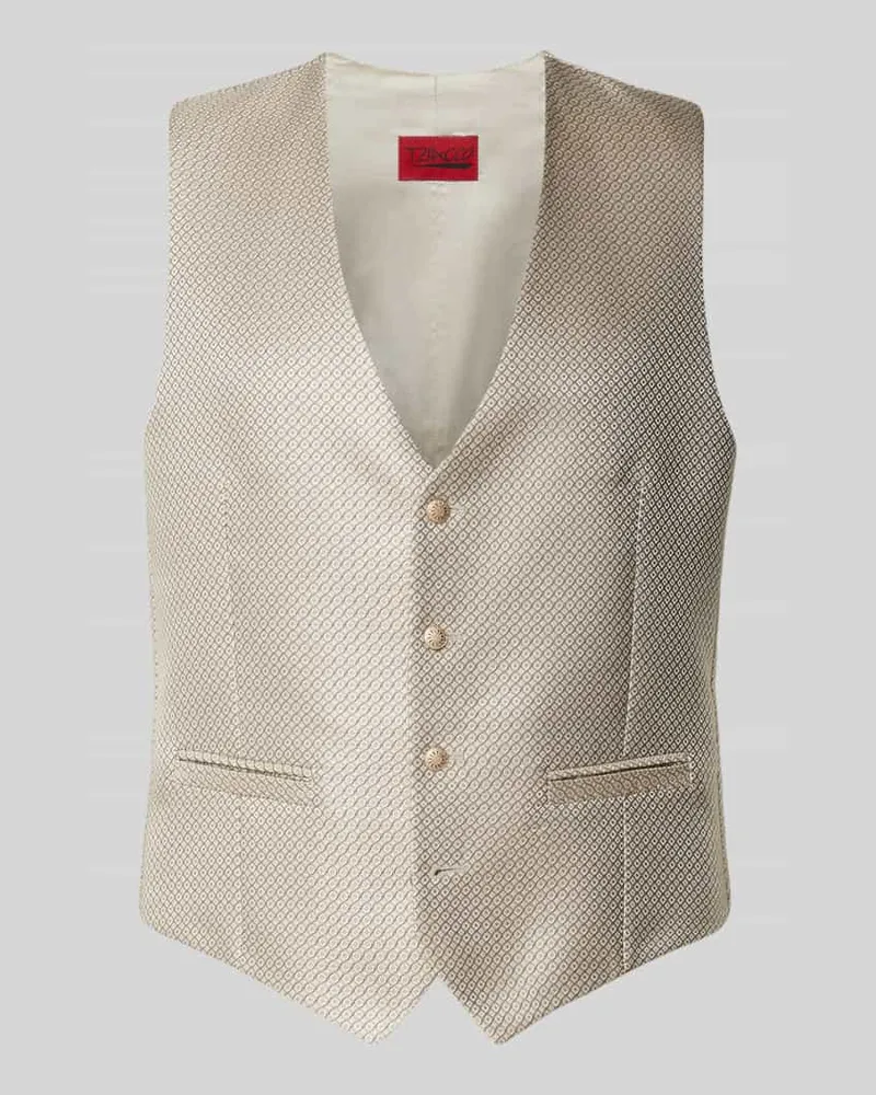 Wilvorst Weste mit Paspeltaschen und V-Ausschnitt Beige