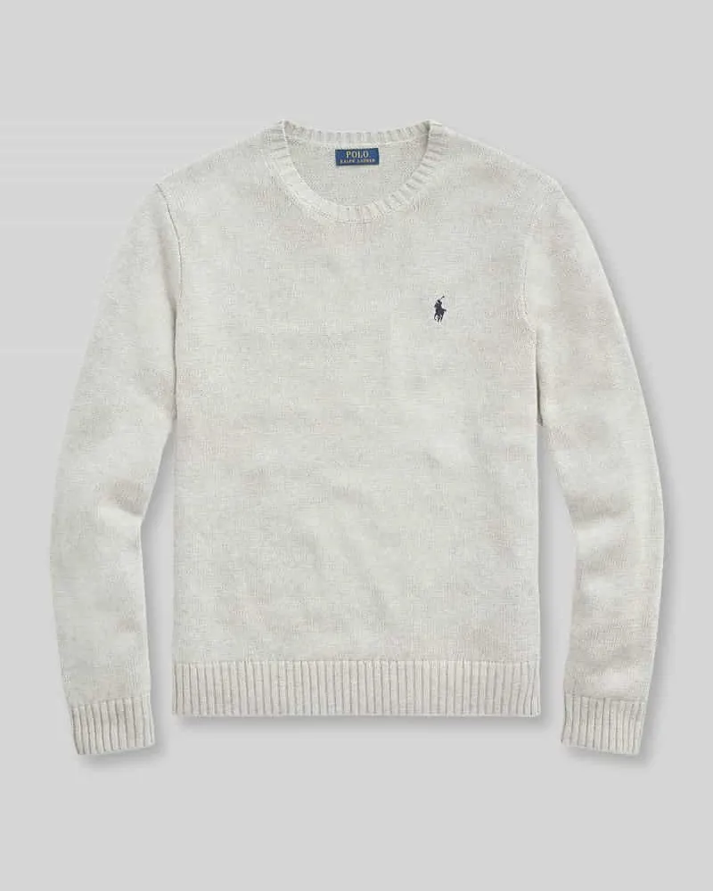 Ralph Lauren Relaxed Fit Pullover aus reiner Baumwolle Hellgrau