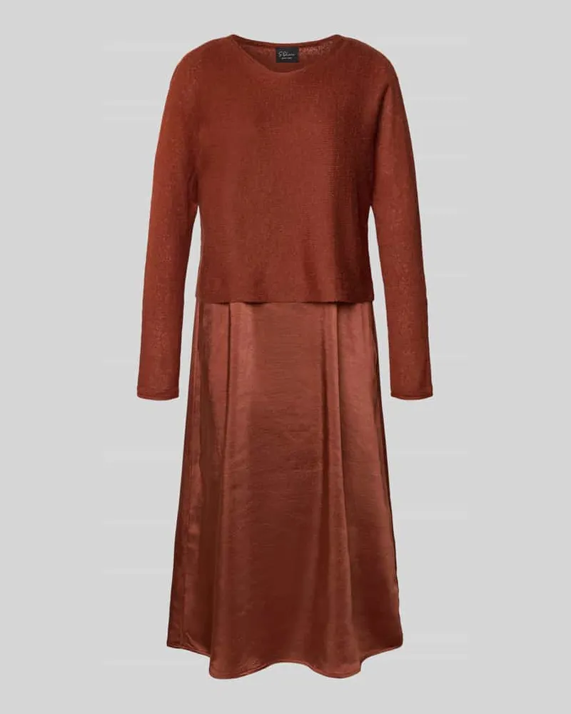 S.Oliver Fließendes Freizeitkleid im Set mit Cropped Pullover mit Woll-Anteil Rostrot