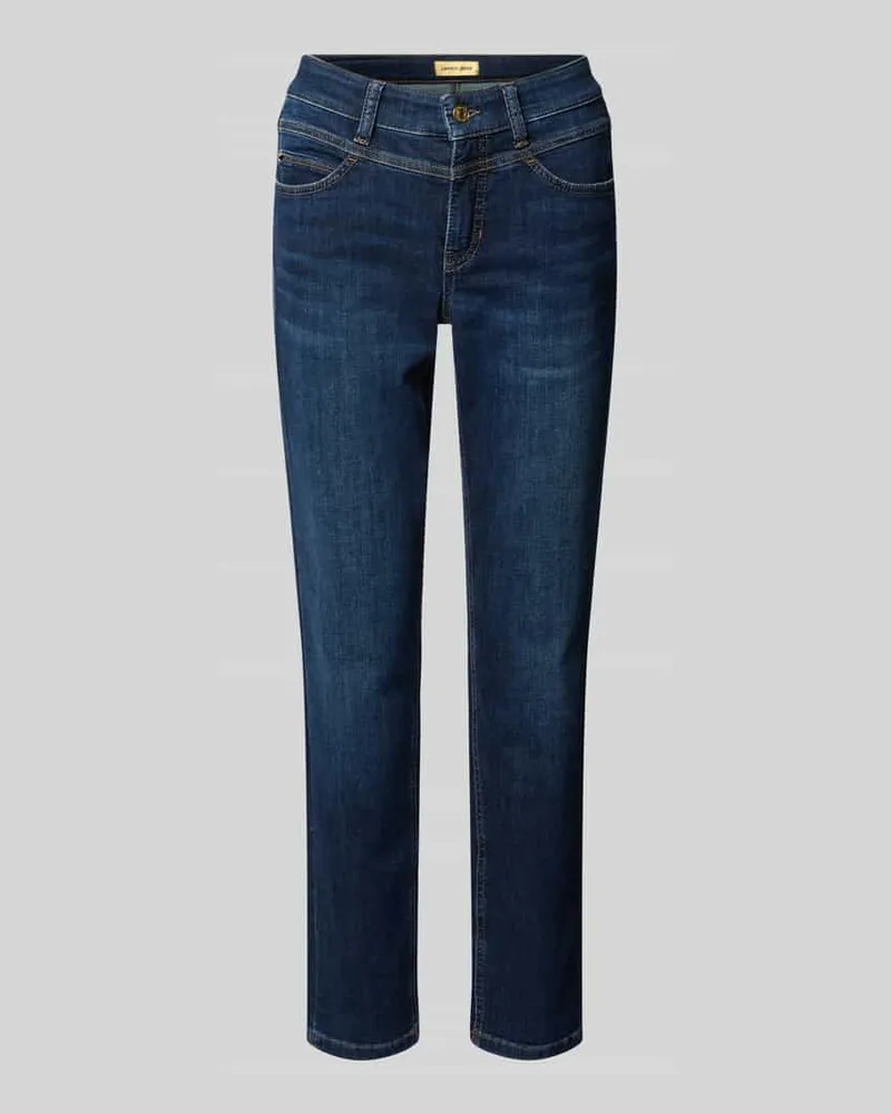 Cambio Straight Fit Jeans mit Ziernähten Modell 'POSH Dunkelblau