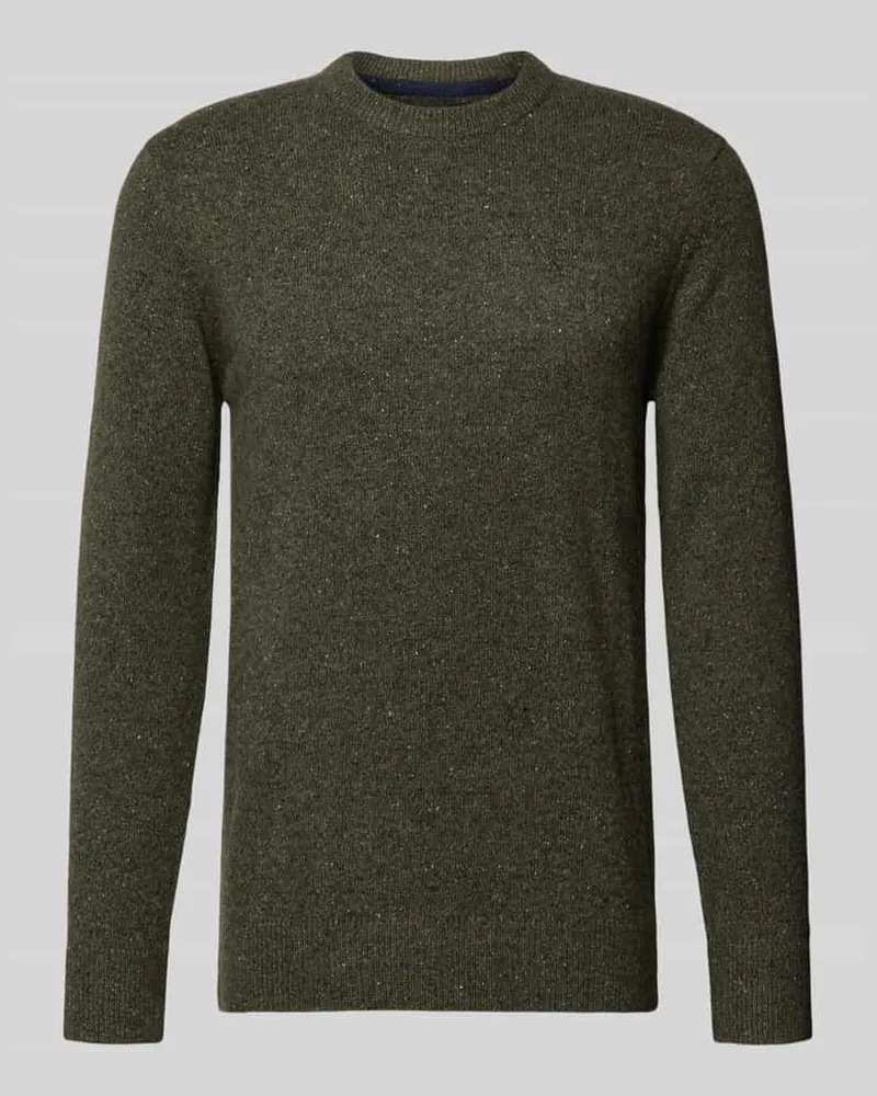 Barbour Pullover aus Woll-Seide-Mix mit Rundhalsausschnitt Modell 'TISBURY Dunkelgruen