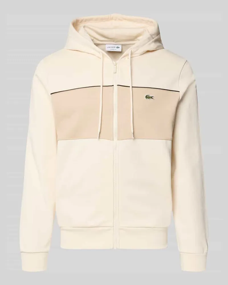 Lacoste Regular Fit Sweatjacke aus reiner Baumwolle Offwhite