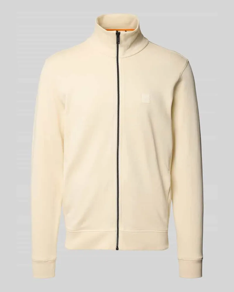 HUGO BOSS Regular Fit Sweatjacke aus reiner Baumwolle Ecru