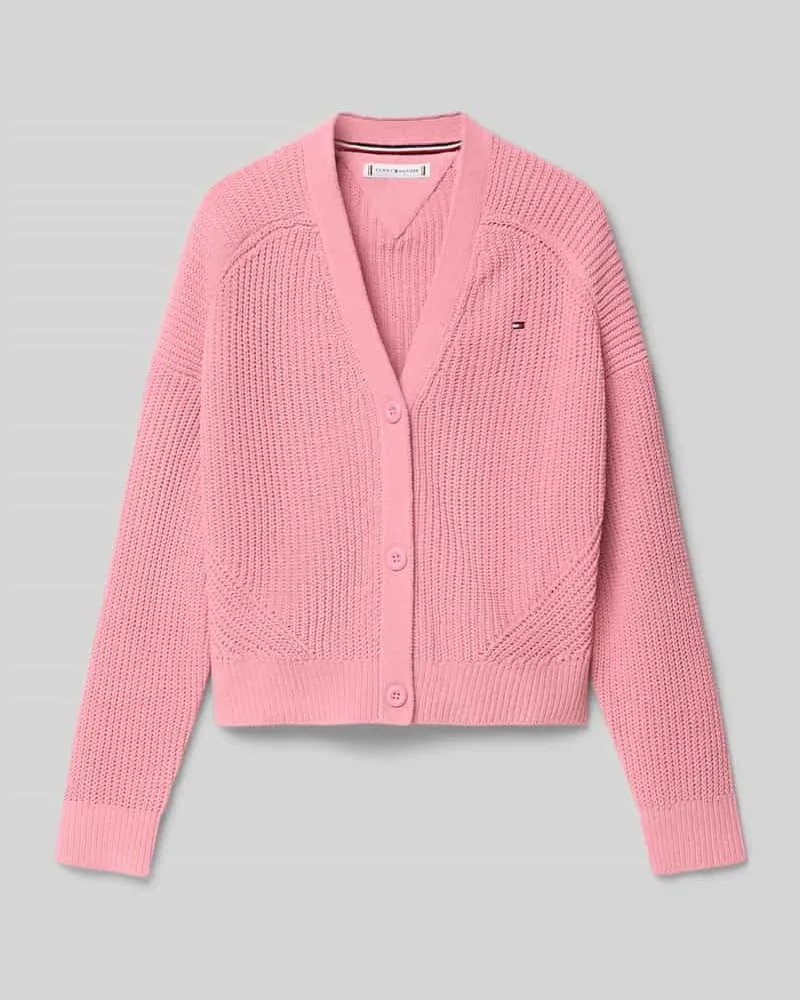 Tommy Hilfiger Regular Fit Strickjacke mit Rippenstruktur modell 'CHENILLE Pink