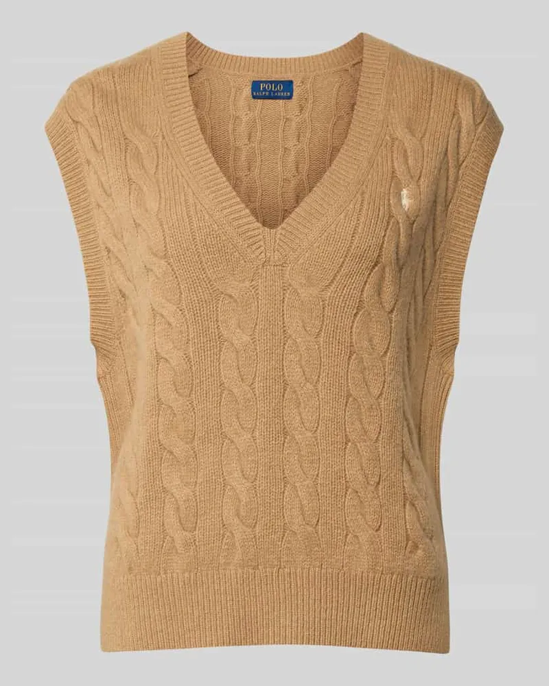 Ralph Lauren Strickpullunder mit Zopfmuster Camel