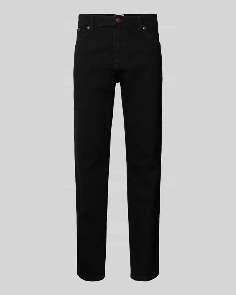 Wrangler Straight Fit Jeans im 5-Pocket-Design Modell 'Texas Black