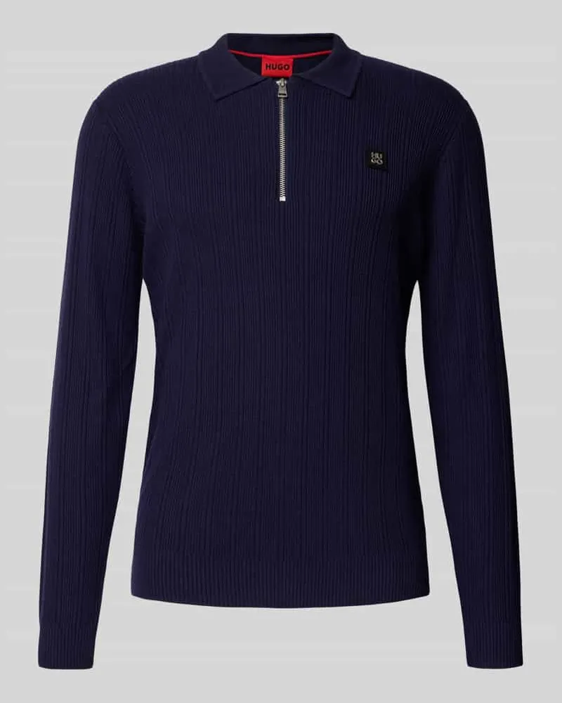 HUGO BOSS Regular Fit Strickpullover aus Viskose-Mix Modell 'SASTORO Marine