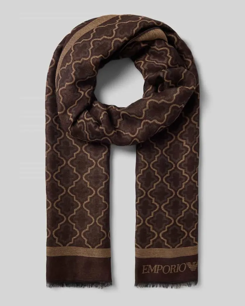 Emporio Armani Schal aus Viskose-Modal-Mix im Allover-Look Dunkelbraun