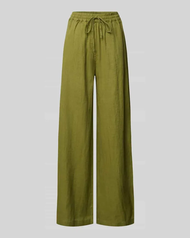 Emily van den Bergh Wide Leg Leinenhose mit elastischem Bund Khaki