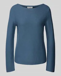 Marc O'Polo Strickpullover mit geripptem U-Boot-Ausschnitt Rauchblau