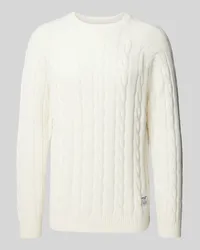 Pepe Jeans Strickpullover mit Zopfmuster Modell 'Camdem Offwhite