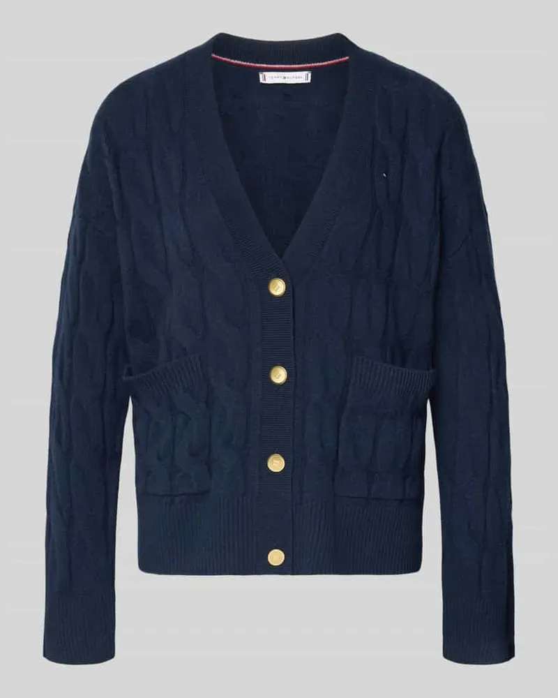 Tommy Hilfiger Oversized Strickjacke aus reiner Wolle Marine