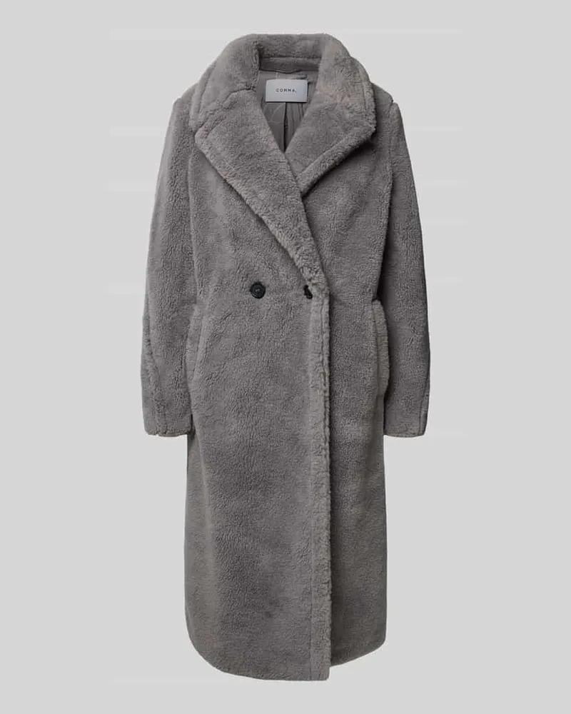 COMMA Mantel aus Teddyfell mit Reverskragen Rauchblau