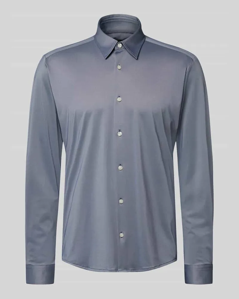 HUGO BOSS Regular Fit Freizeithemd mit Kentkragen Modell 'LIAM Blau