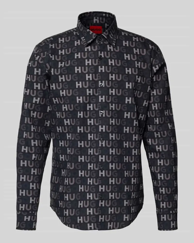 HUGO BOSS Slim Fit Freizeithemd aus reiner Baumwolle Modell 'ERMO Black