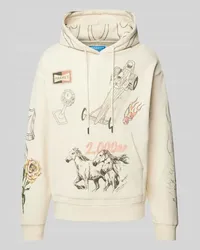 Market Hoodie mit Allover-Motiv-Prints Modell 'HORSEPOWER Beige